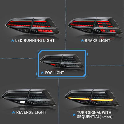 LED SEQUENTIAL TAILLIGHTS FOR VOLKSWAGEN GOLF 7 MK7-MK7.5 (2013-2021)