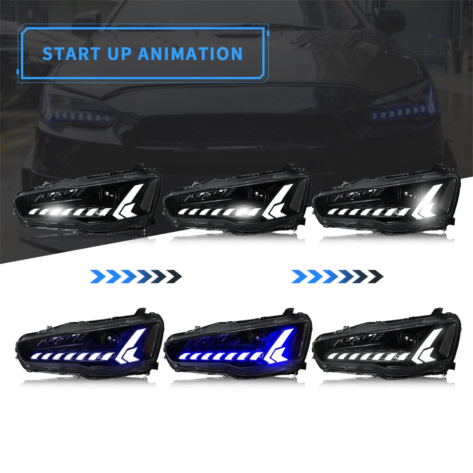 LED SEQUENTIAL HEADLIGHTS FOR MITSUBISHI LANCER EVO X – Racing Display