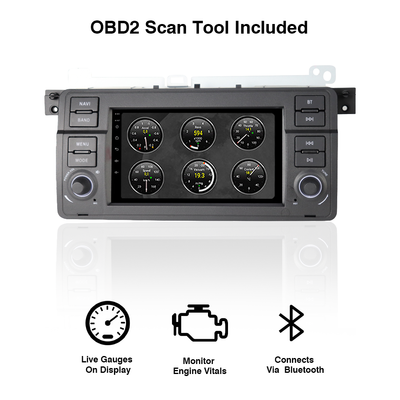 BMW E46_M3 – (1998-2007) TOUCHSCREEN HEAD UNIT DISPLAY + BUILT-IN WIRELESS CARPLAY & ANDROID AUTO