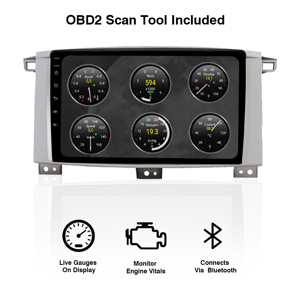 TOYOTA LANDCRUISER 100 SERIES (2003-2007) TOUCHSCREEN HEAD UNIT DISPLAY + BUILT-IN WIRELESS CARPLAY & ANDROID AUTO
