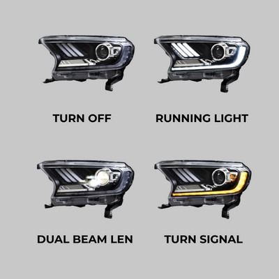 LED SEQUENTIAL HEADLIGHT FOR FORD RANGER 'MUSTANG STYLE' (2015-2021)