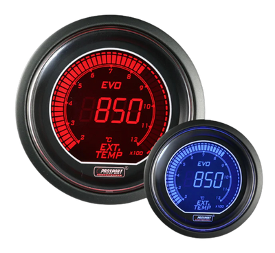 52mm Electrical 'Evo' Exhaust Gas Temperature Gauge-Celsius - Amber/Blue